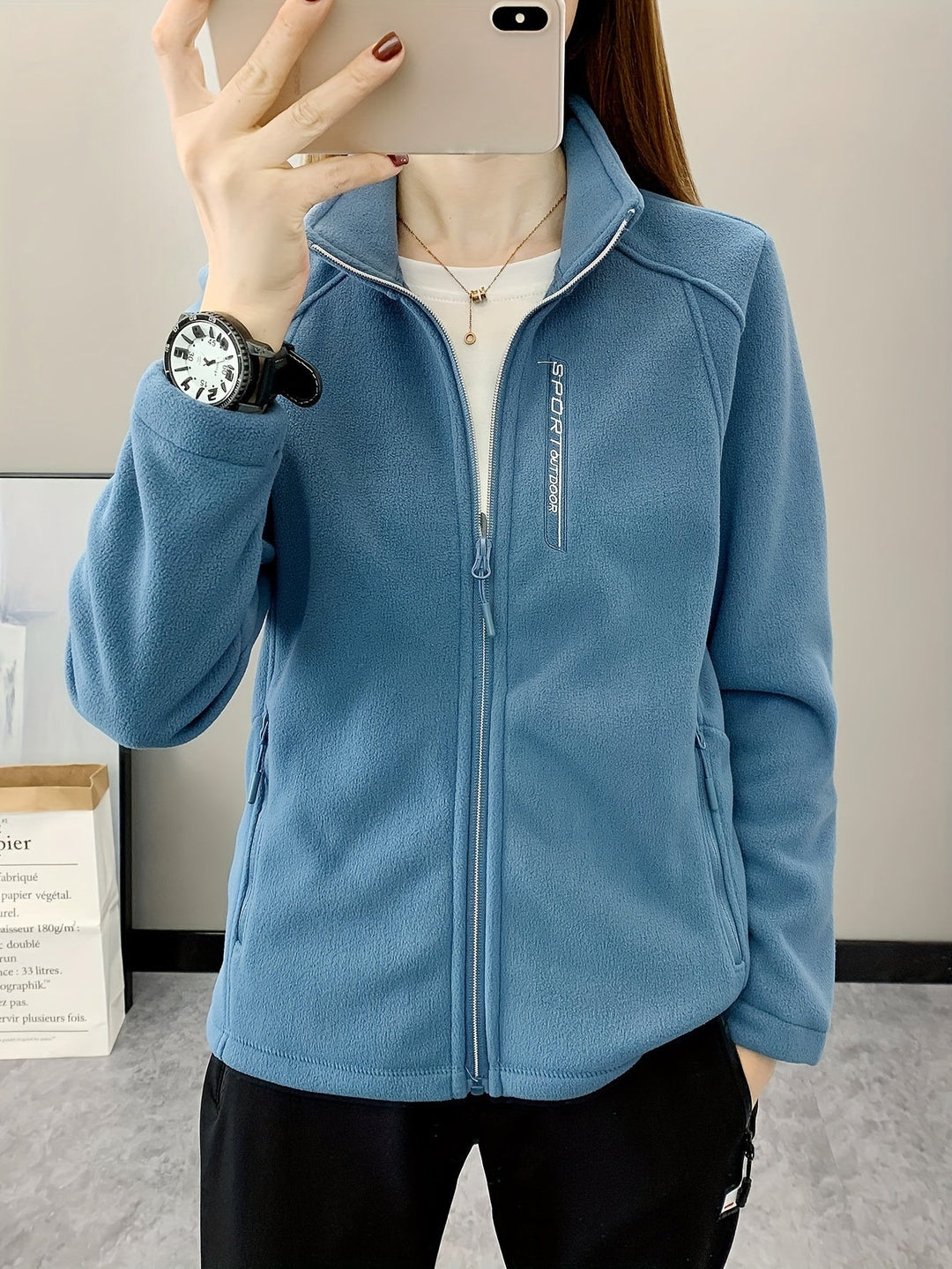 Breathable Fleece Jacket - Aurora-Blue-XS-Nora Luxe