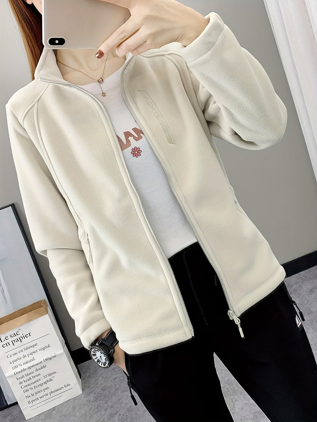 Breathable Fleece Jacket - Aurora-Green-XS-Nora Luxe