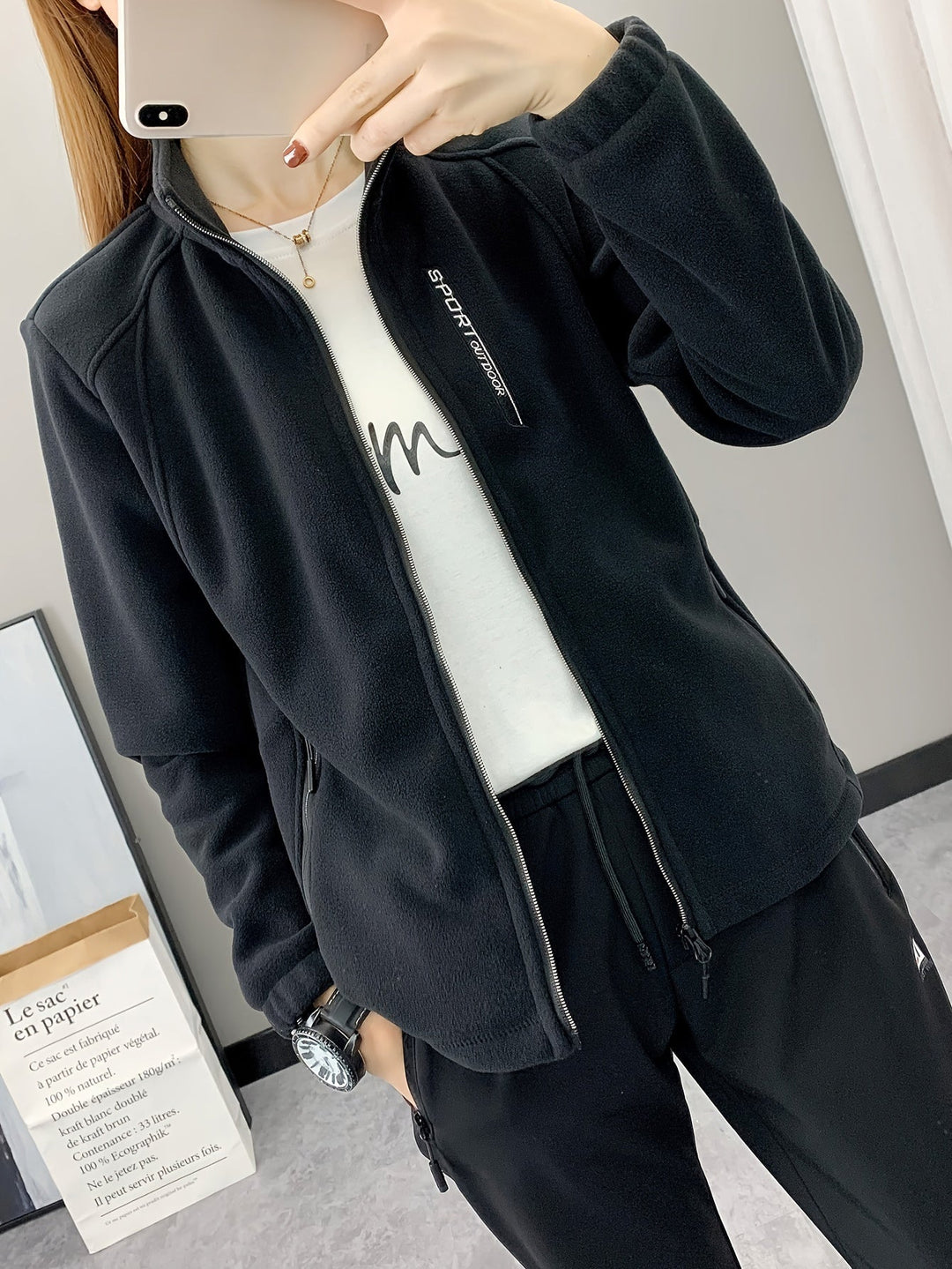 Breathable Fleece Jacket - Aurora-Green-XS-Nora Luxe