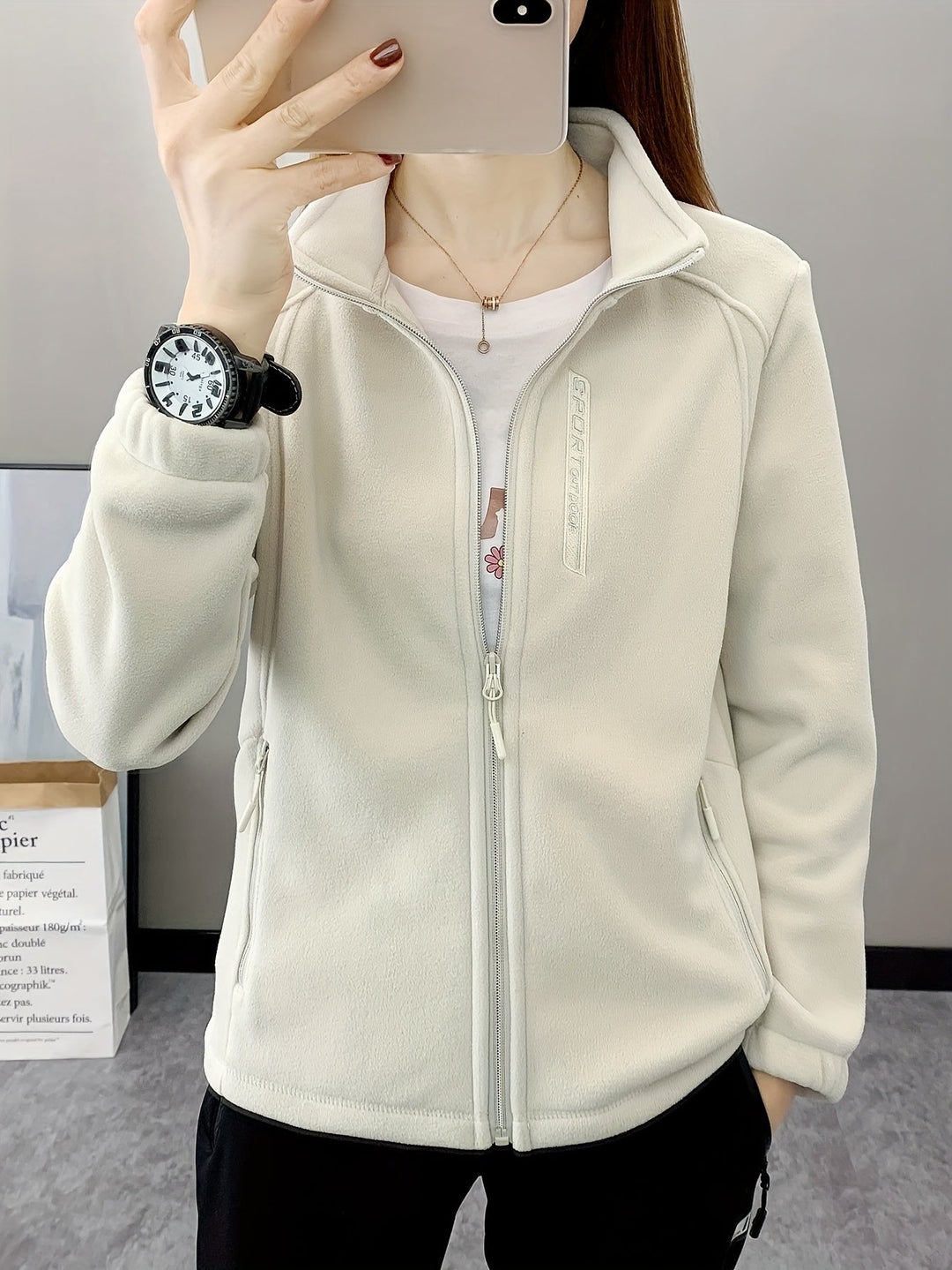 Breathable Fleece Jacket - Aurora-White-XS-Nora Luxe