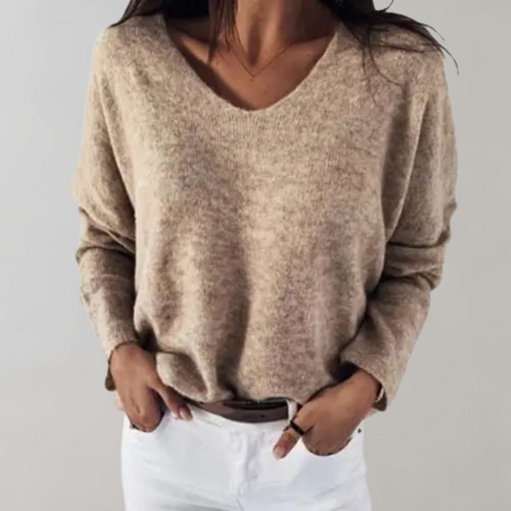 Breathable Ladies Sweater - Skye-Beige-S-Nora Luxe