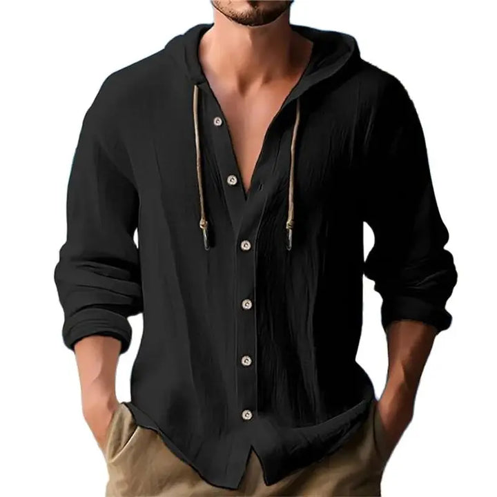 Breathable & Lightweight Linen Hooded Shirt for Men – Malik-White-S-Nora Luxe