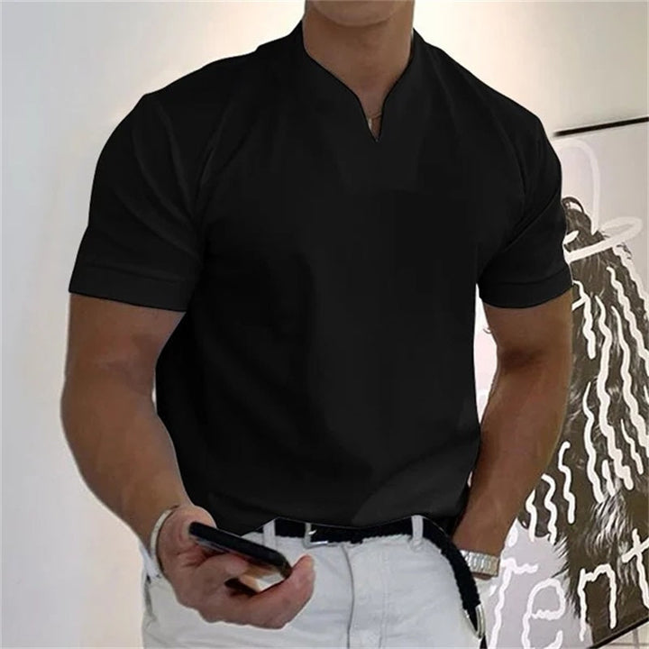 Breathable men's fitness shirt with V-neck – buy 1, get 1 free – Timo-Black-M-Nora Luxe