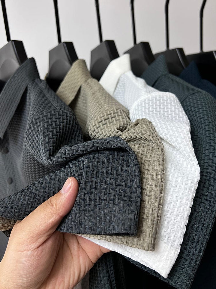Breathable men's polo shirt with mesh details & slim fit – Milan-Grey-XS-Nora Luxe