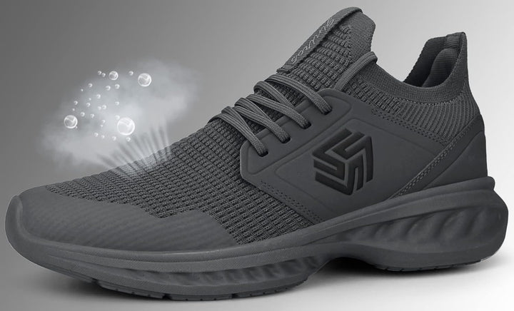 Breathable Men's Running Shoes - FlexiFit-Black-7.0-Nora Luxe