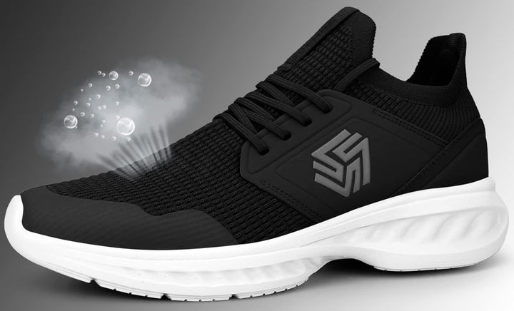 Breathable Men's Running Shoes - FlexiFit-Black-7.0-Nora Luxe