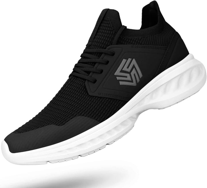 Breathable Men's Running Shoes - FlexiFit-Black/White-7.0-Nora Luxe