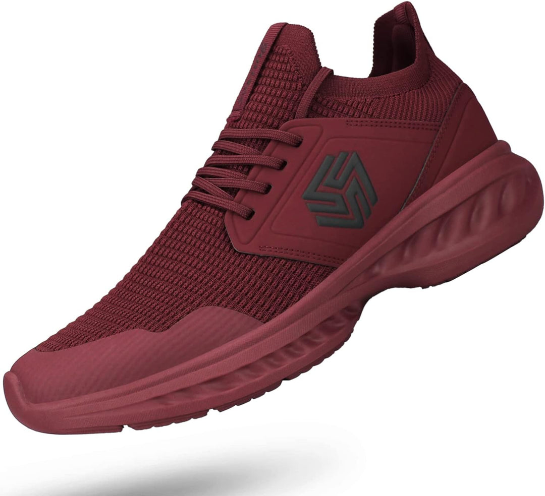 Breathable Men's Running Shoes - FlexiFit-Bordeaux Red-7.0-Nora Luxe