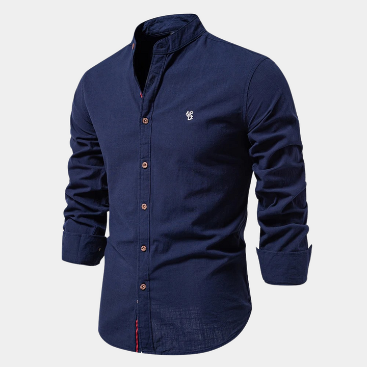 Breathable men's shirt for summer - Noah-Dark blue-S-Nora Luxe