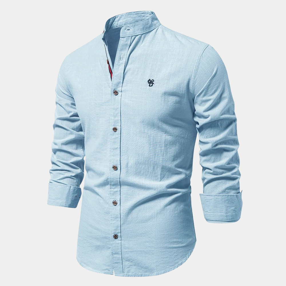 Breathable men's shirt for summer - Noah-Light blue-S-Nora Luxe