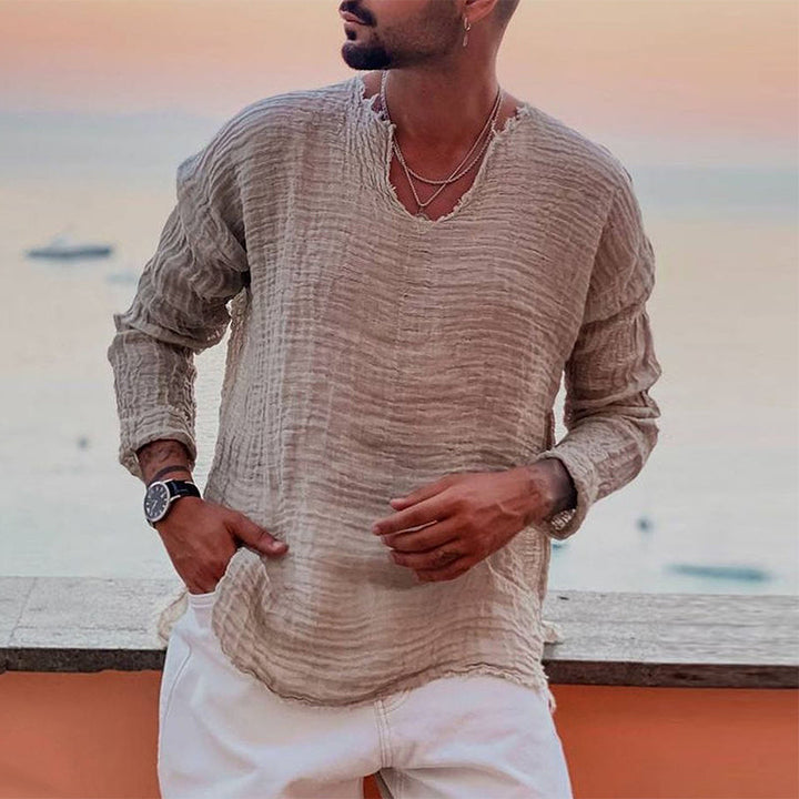 Breathable Men's Summer Shirt with Round Neck – Soren-Beige-XS-State of Style