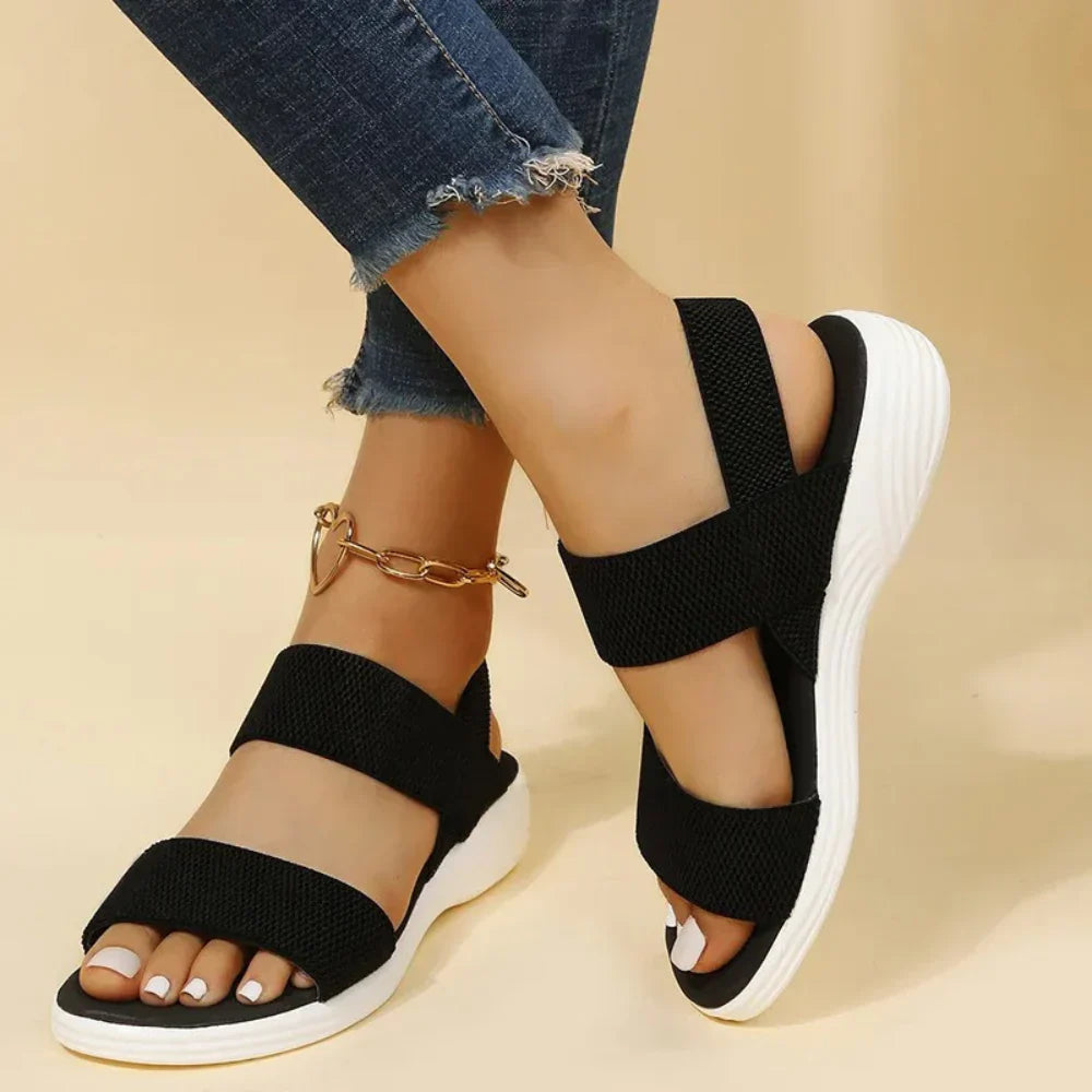 Breathable Mesh Orthopedic Sandals | Easy Slip-on Design-4-Black-Nora Luxe