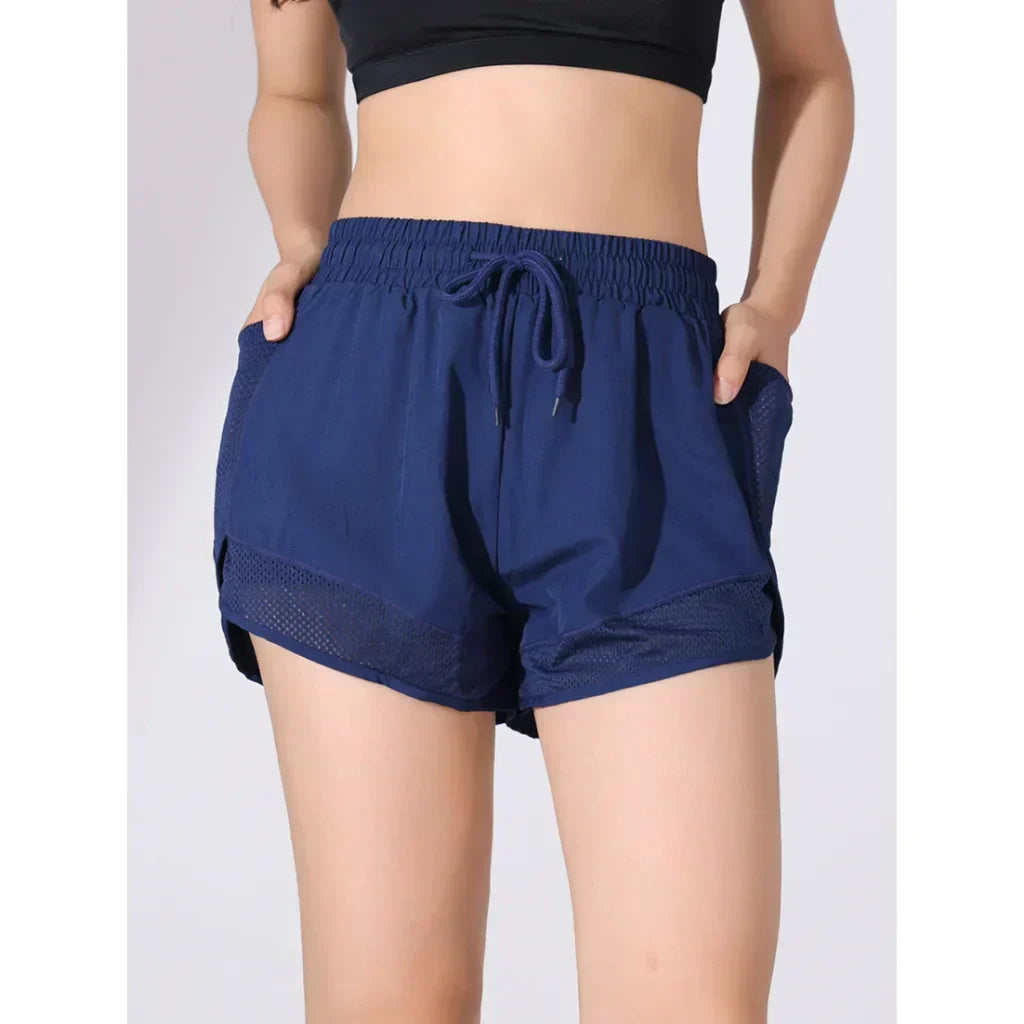 Breathable & Quick-drying High-Waist Fitness Shorts for Women – Mira-Dark blue-S-Nora Luxe