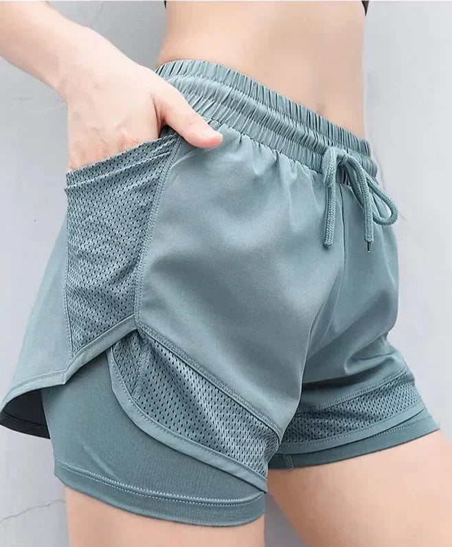 Breathable & Quick-drying High-Waist Fitness Shorts for Women – Mira-Light green-S-Nora Luxe