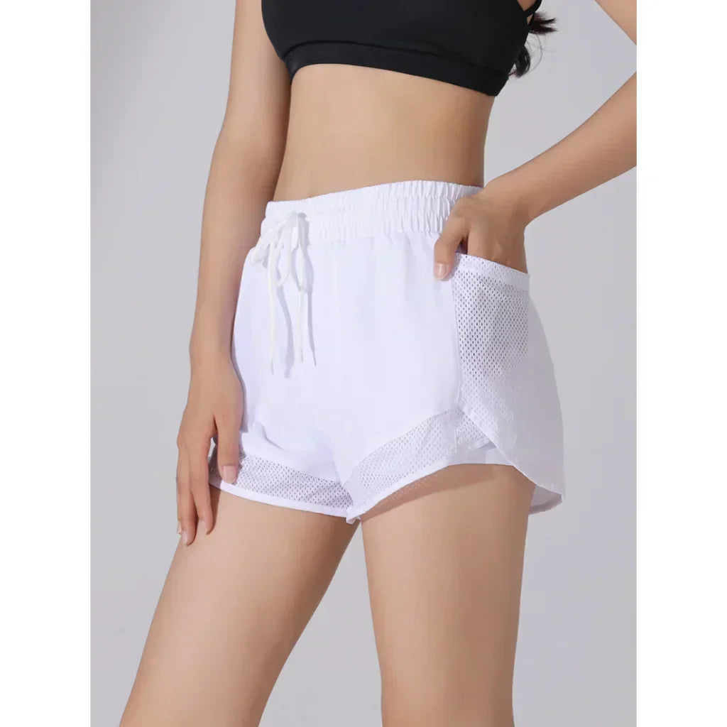 Breathable & Quick-drying High-Waist Fitness Shorts for Women – Mira-White-S-Nora Luxe
