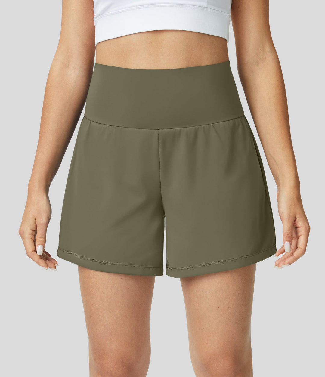 Breathable & Quick-drying High-Waist Fitness Shorts for Women – Mirabella-Army green-S-Nora Luxe