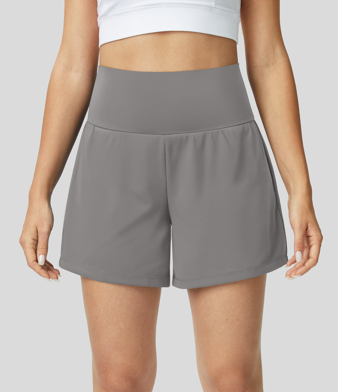 Breathable & Quick-drying High-Waist Fitness Shorts for Women – Mirabella-Gray-S-Nora Luxe