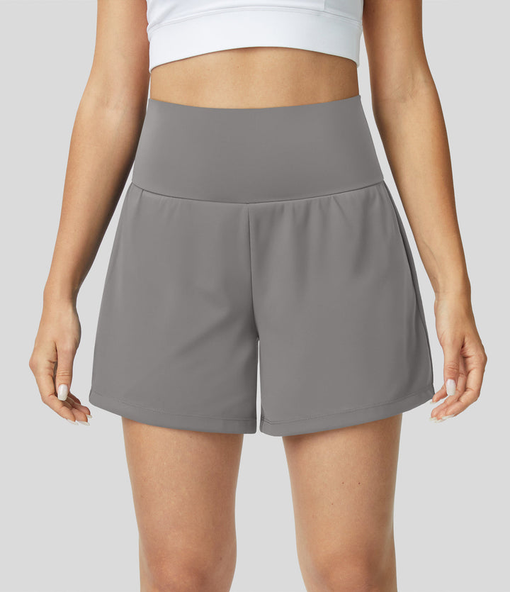 Breathable & Quick-drying High-Waist Fitness Shorts for Women – Mirabella-Gray-S-Nora Luxe