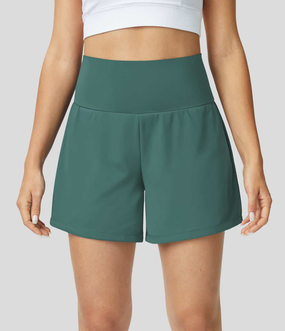 Breathable & Quick-drying High-Waist Fitness Shorts for Women – Mirabella-Green-S-Nora Luxe