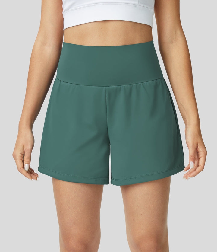 Breathable & Quick-drying High-Waist Fitness Shorts for Women – Mirabella-Green-S-Nora Luxe