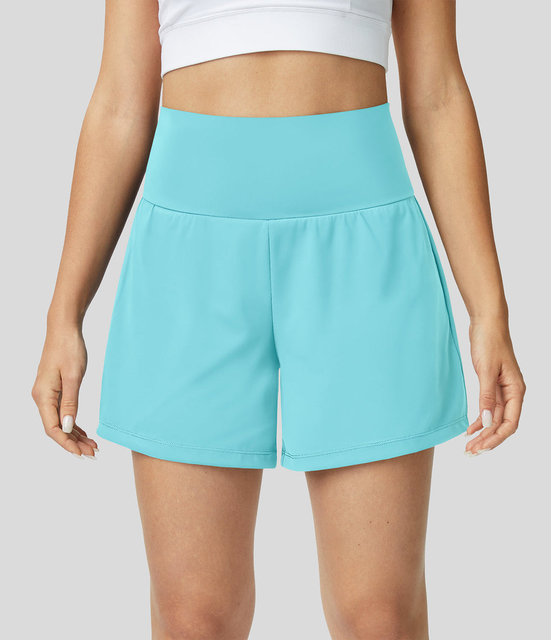 Breathable & Quick-drying High-Waist Fitness Shorts for Women – Mirabella-Light blue-S-Nora Luxe