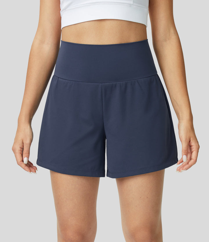 Breathable & Quick-drying High-Waist Fitness Shorts for Women – Mirabella-Navy blue-S-Nora Luxe