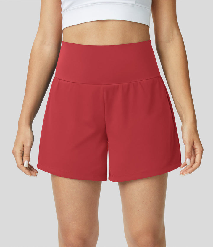 Breathable & Quick-drying High-Waist Fitness Shorts for Women – Mirabella-Red-S-Nora Luxe