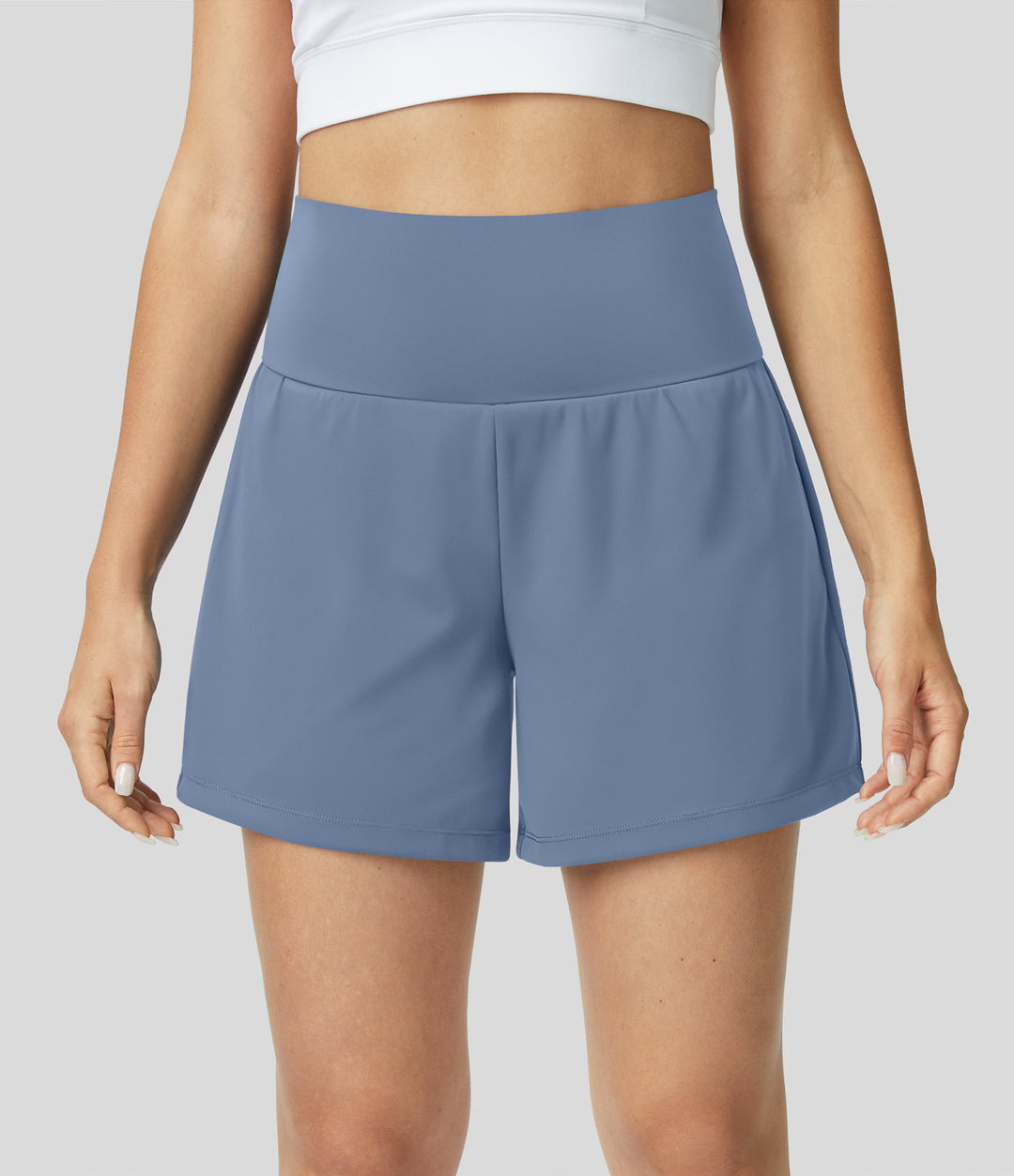 Breathable & Quick-drying High-Waist Fitness Shorts for Women – Mirabella-Stone blue-S-Nora Luxe