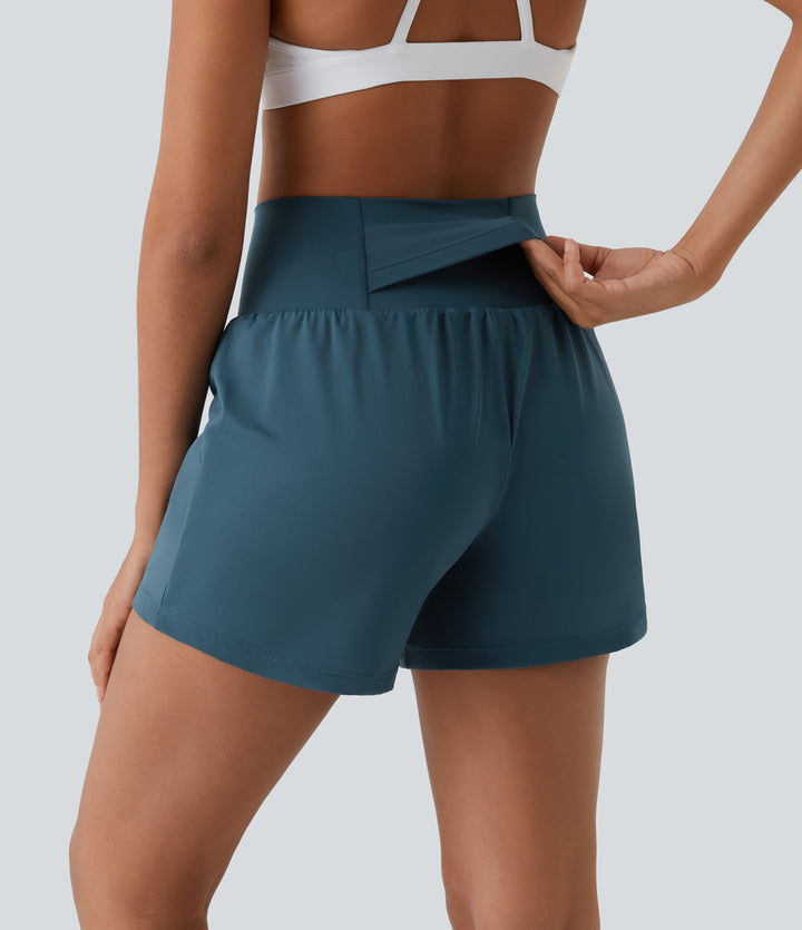 Breathable & Quick-drying High-Waist Fitness Shorts for Women – Mirabella-Turquoise blue-S-Nora Luxe