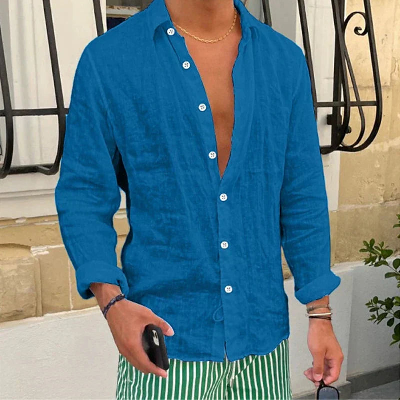 Breathable & Relaxed Fit Summer Shirt for Men – Taro-Blue-S-Nora Luxe