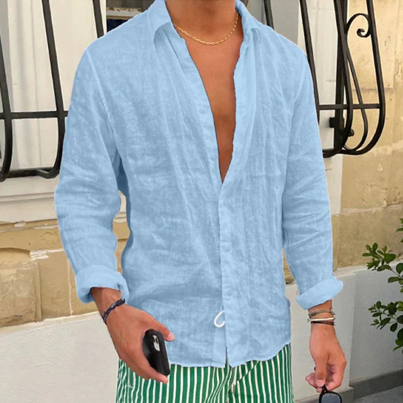 Breathable & Relaxed Fit Summer Shirt for Men – Taro-Light blue-S-Nora Luxe