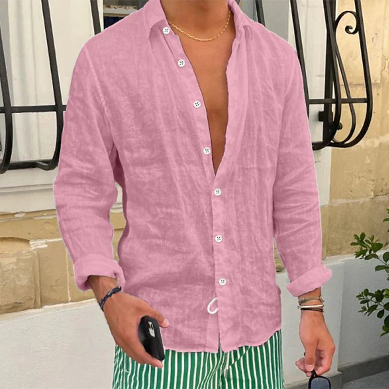 Breathable & Relaxed Fit Summer Shirt for Men – Taro-Pink-S-Nora Luxe