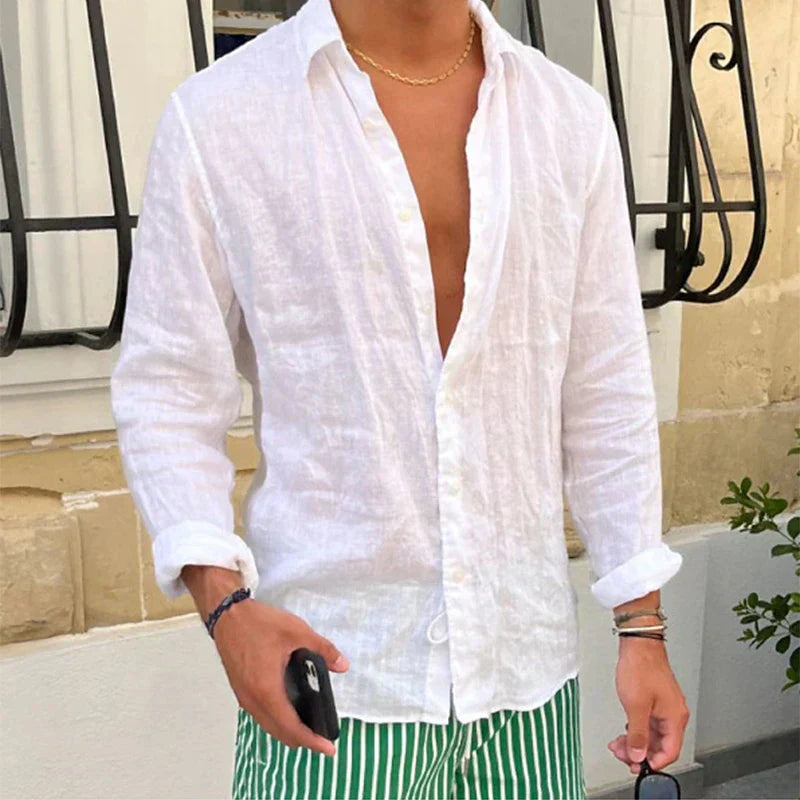 Breathable & Relaxed Fit Summer Shirt for Men – Taro-White-S-Nora Luxe