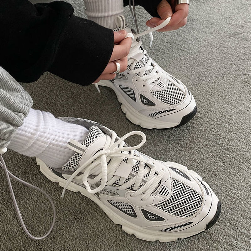 Breathable Sneakers for Sports and Active Lifestyle - Aiden-White gray-3.5-Nora Luxe