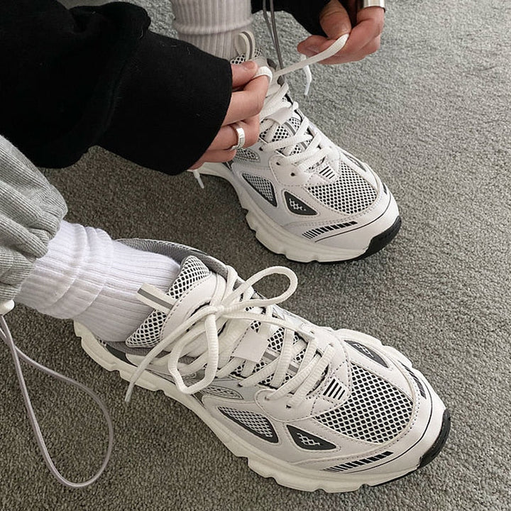 Breathable Sneakers for Sports and Active Lifestyle - Aiden-White gray-3.5-Nora Luxe