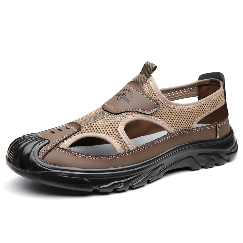 Breathable & Stylish Mesh Sandals for Men - Leon-Dark brown-6.5-Nora Luxe