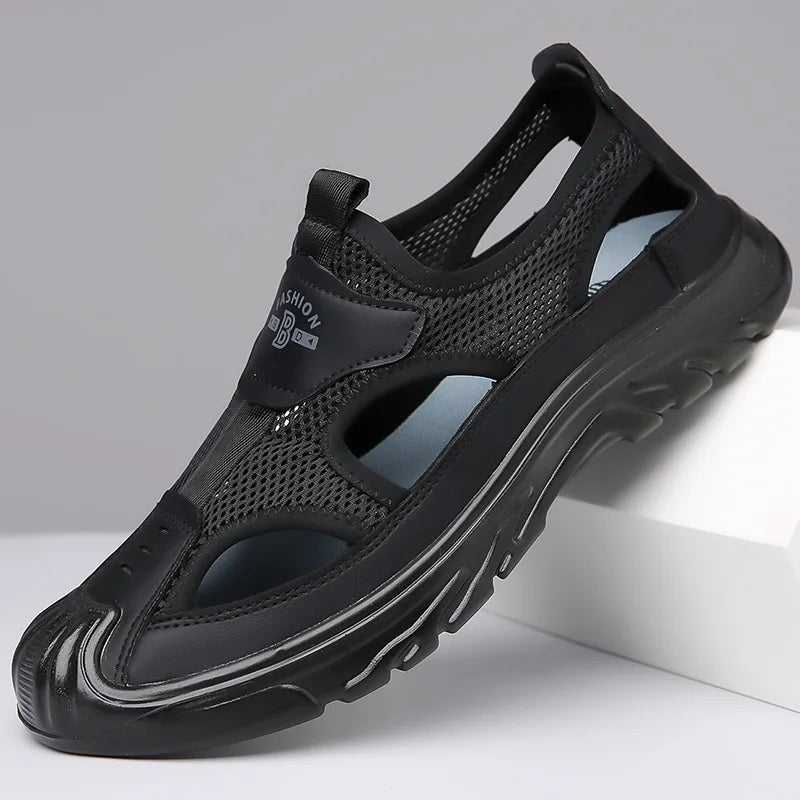 Breathable & Stylish Mesh Sandals for Men - Leon-Dark brown-6.5-Nora Luxe