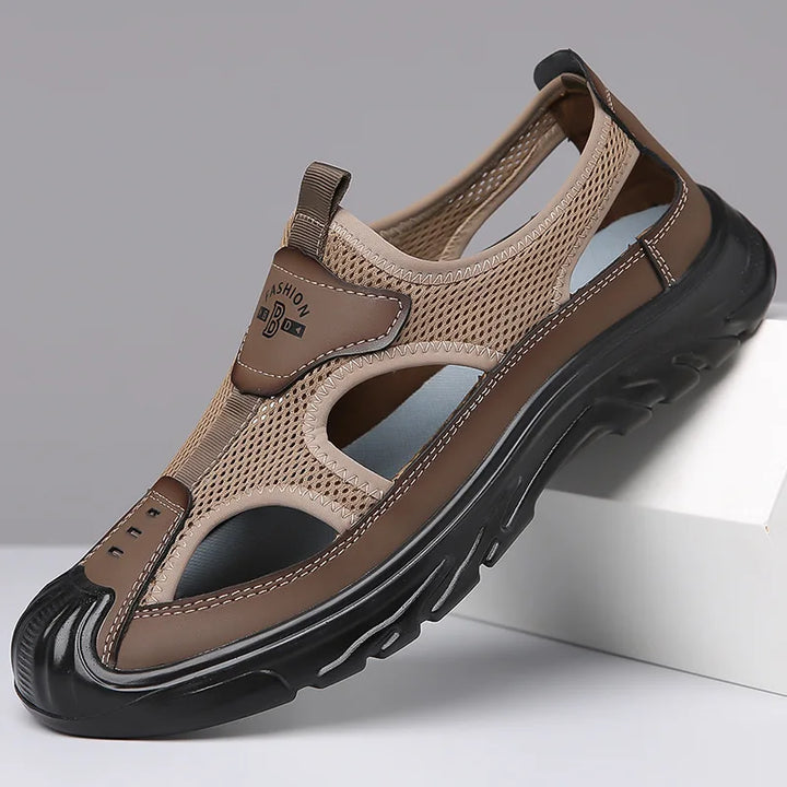 Breathable & Stylish Mesh Sandals for Men - Leon-Dark brown-6.5-Nora Luxe