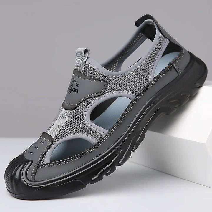 Breathable & Stylish Mesh Sandals for Men - Leon-Gray-6.5-Nora Luxe