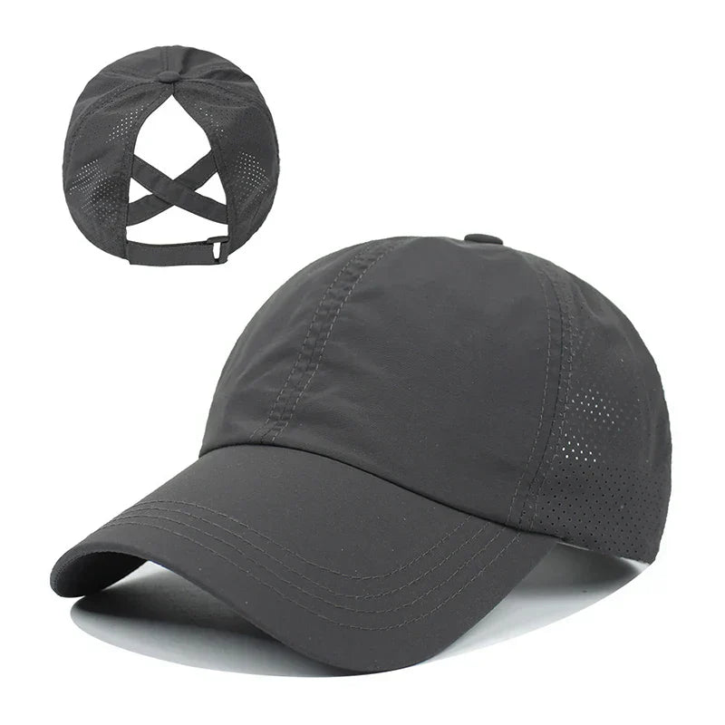 Breathable unisex sports baseball cap made of mesh with adjustable fit – AeroCap-Dark grey-Nora Luxe