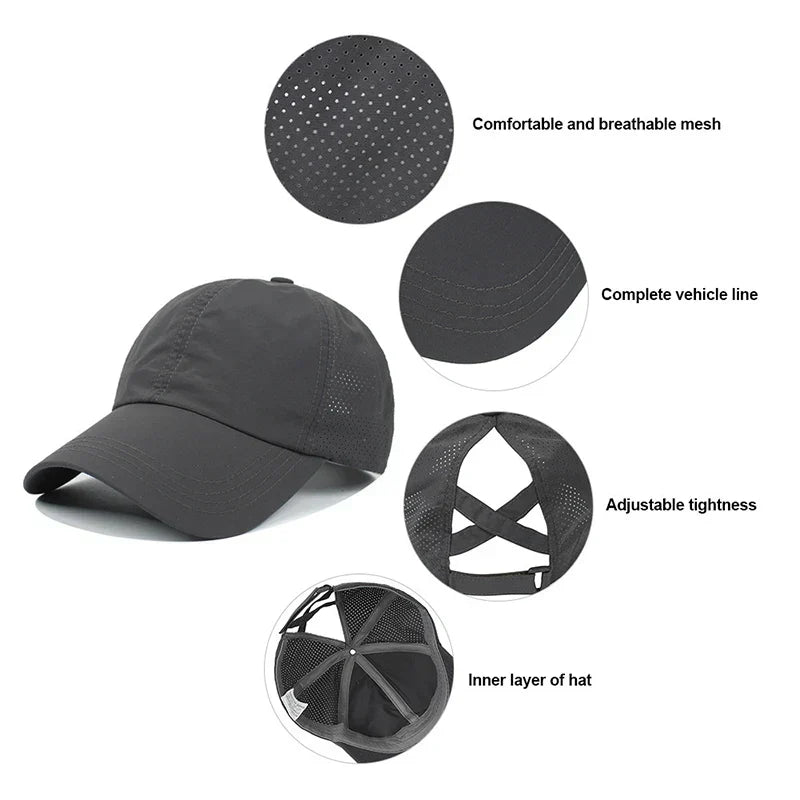 Breathable unisex sports baseball cap made of mesh with adjustable fit – AeroCap-Grey-Nora Luxe