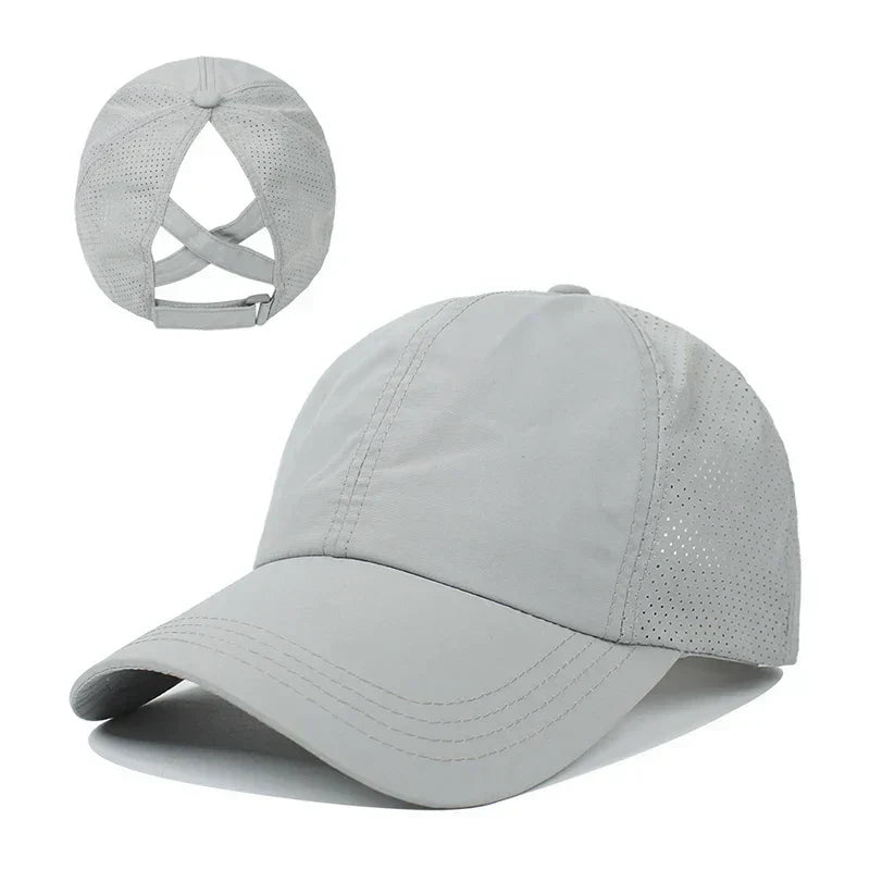 Breathable unisex sports baseball cap made of mesh with adjustable fit – AeroCap-Grey-Nora Luxe