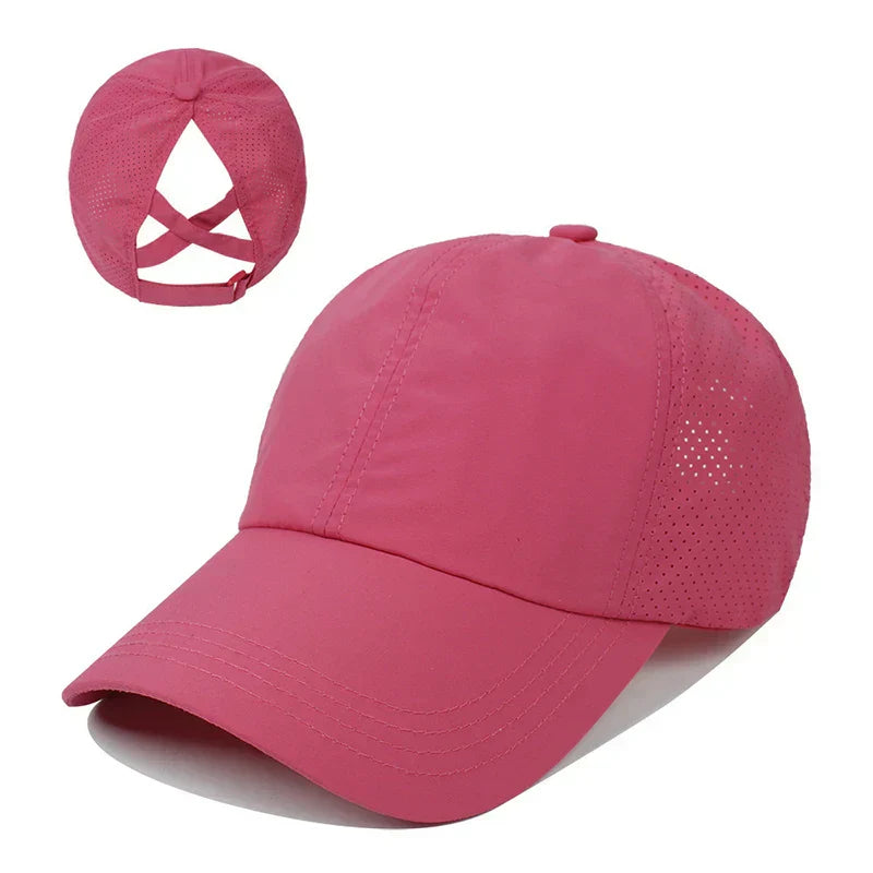 Breathable unisex sports baseball cap made of mesh with adjustable fit – AeroCap-Pink-Nora Luxe