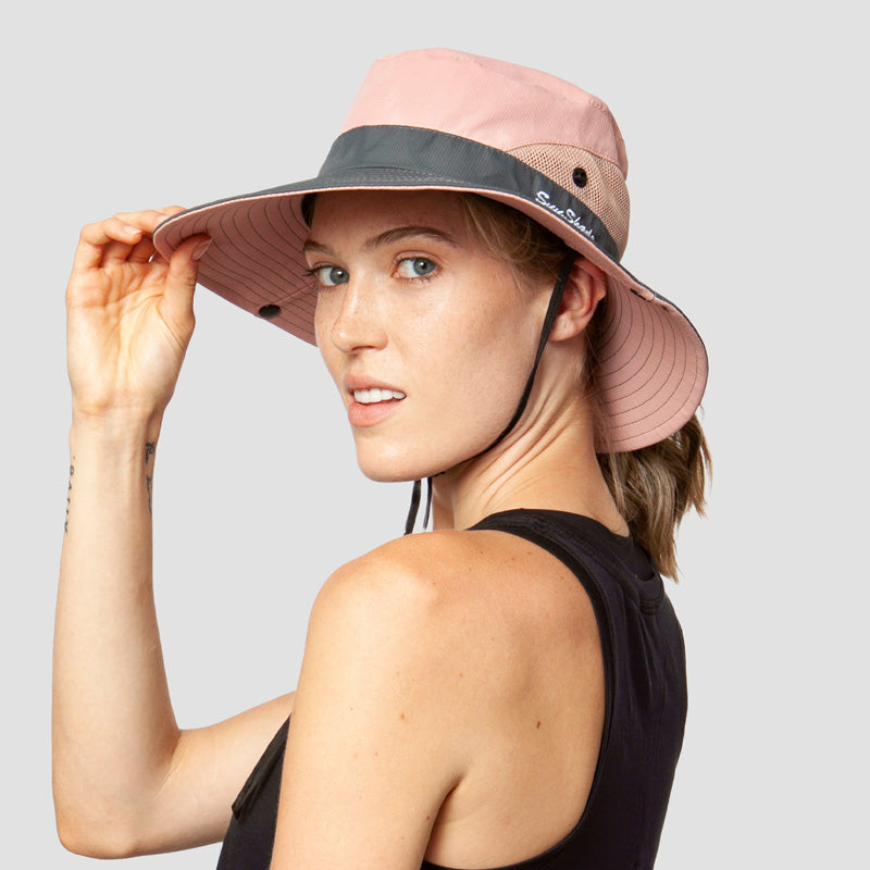 Breathable UV Protection Women's Sun Hat Foldable with Ponytail Opening – Liane (Buy 1, Get 1 FREE)-Red-Nora Luxe