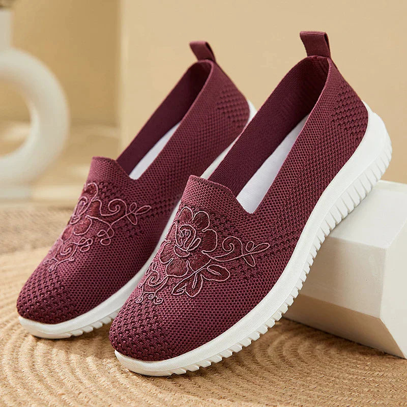 BreezeWalk Sandal | Breathable Ladies' Sandal with Embroidery-Purple-3.5-Nora Luxe