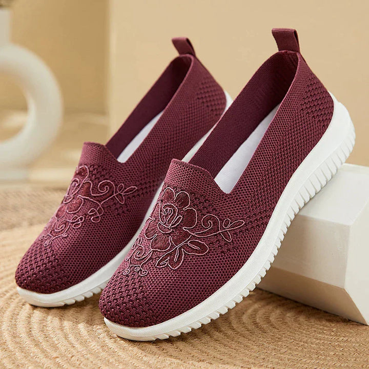 BreezeWalk Sandal | Breathable Ladies' Sandal with Embroidery-Purple-3.5-Nora Luxe