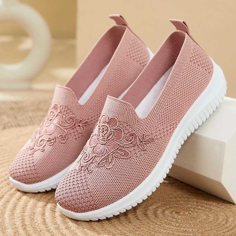 BreezeWalk Sandal | Breathable Ladies' Sandal with Embroidery-Purple-3.5-Nora Luxe