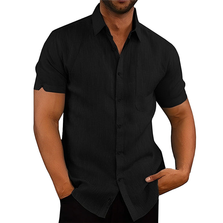BreezeWave Shirt | Trendy Linen-Look Shirt for Men-Black-S-Nora Luxe