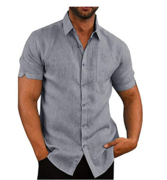 BreezeWave Shirt | Trendy Linen-Look Shirt for Men-Gray-S-Nora Luxe