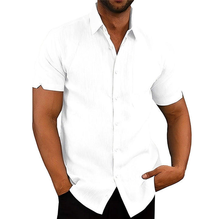 BreezeWave Shirt | Trendy Linen-Look Shirt for Men-White-S-Nora Luxe